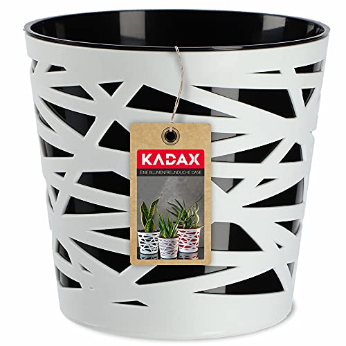 KADAX Blumentopf, Übertopf, runder Pflanztopf aus Kunststoff, Pflanzkübel für Blumen, Pflanzen, Balkon, Blumenkübel für Innen, leichtes Pflanzgefäß, moderner Blumenübertopf (13cm, Schwarz)