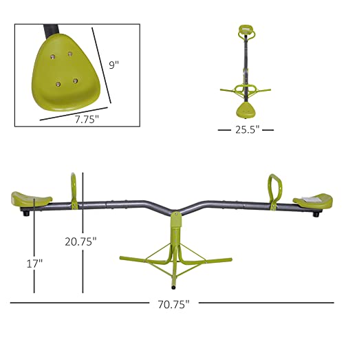 Homcom 360 Degree Outdoor Kids Spinning Seesaw, Playground Swivel Teeter Totter For Backyard, Kids 3-7 Years, Green #TOP2