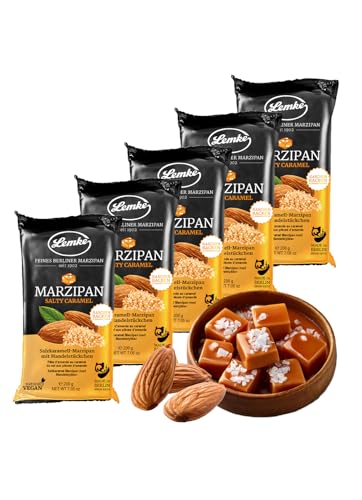 Lemke Salty Caramel Marzipan 5 x 200g/ Salzkaramell-Marzipan mit Mandelstückchen-Backmarzipan