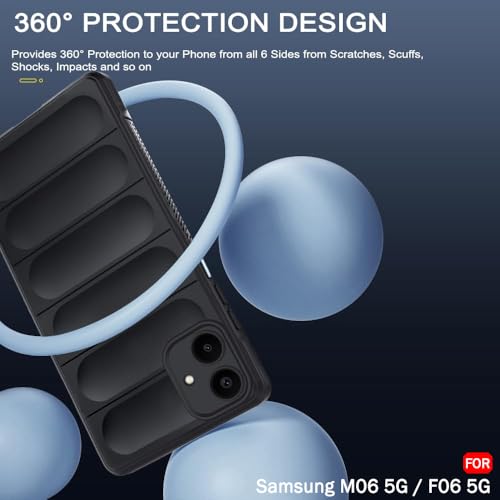 Image of TheGiftKart Liquid Silicon Back Cover Case for Samsung Galaxy M06 5G / F06 5G | Shockproof Military Grade Protection | Micro-Fibre Cloth On Inner Side | Anti-Slip Grip Back Cover Case (TPU, Black)