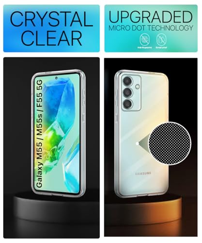 Image of WOW IMAGINE Crystal Clear Transparent Back Case Cover for Samsung Galaxy M55 5G | M55s 5G | F55 5G | Full Device & Camera Protection Shockproof TPU | Flexible Silicone Back Cover Case - Transparent