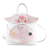 YWOIHL Cute Angel Wings Mini Backpack for Girls, PU Leather Small Backpack Purse, Adjustable Shoulder Bag for School Travel Gifts