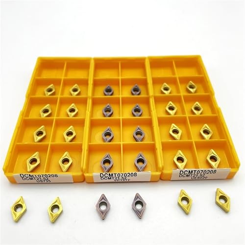 10 Uds DCMT070204 DCMT070208 DCMT11T304 VP15TF UE6020 US735 cuchillas de carburo CNC, herramienta de torneado de Metal interno de carburo insertos de puntas de carburo(DCMT070208 VP15TF)