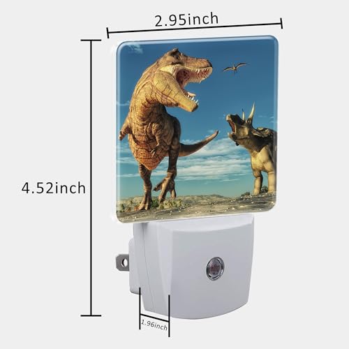 Image of 3D Dinosaur World Night Light for Kids, LED Night Light Plug into Wall with Dusk to Dawn Sensor for Girls Boys Women Men Room Decor, Hallway, Kitchen, Bathroom, Nursery, Stairs