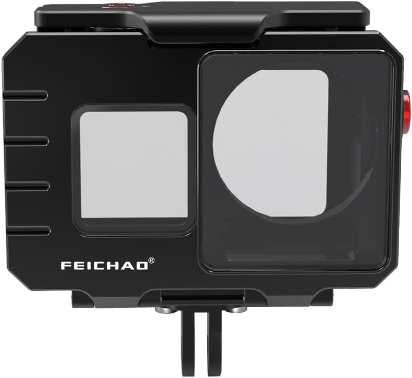 FEICHAO 80m Diving Camera Case 1/4 Positioning Hole Underwater Frame Compatible with Action 5 Pro/4/3 Sports Camera (Case+2-Slot Bracket)