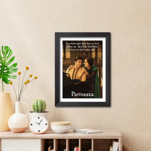 Image of TenorArts Parineeta Poster Bollywood Movie Vector Art Posters Photo Framed Painting With Black Wooden Textures (12inches x 9inches)