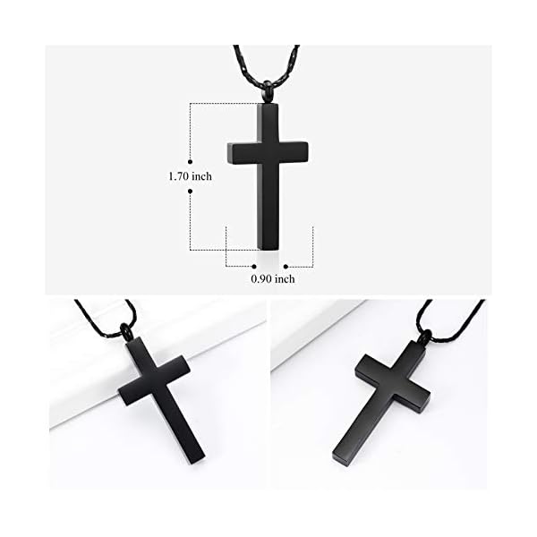 Imrsanl-Crystal-Cross-Necklace-for-Ashes-Stainless-Steel-Keepsake-Cremation-Jewelry-Religious-Cross-Memorial-Urn-Necklace-for-Pet-Human-Ashes-Pendant Imrsanl Crystal Cross Necklace for Ashes - Stainless Steel Keepsake Cremation Jewelry - Religious Cross Memorial Urn Necklace for Pet Human Ashes Pendant (Black)