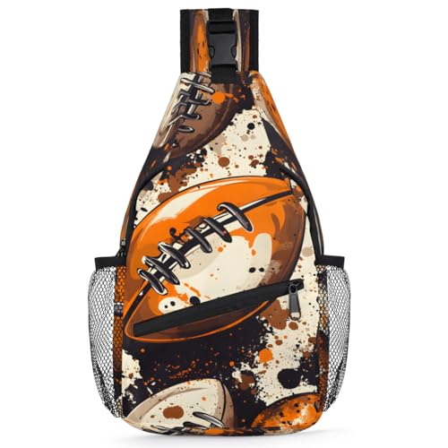 Sling Bag Crossbody Sling Backpack Hiking Daypack for Men Women Chest Bag for Travel Running Football Print Rugby