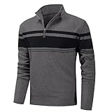[KEFITEVD] ゴルフウェア メンズ セーター 長袖 防寒 秋冬 上着 薄手 ビジネスウェア ニット 無地 ハイネック 通勤着 カジュアル 保温 ダークグレー L