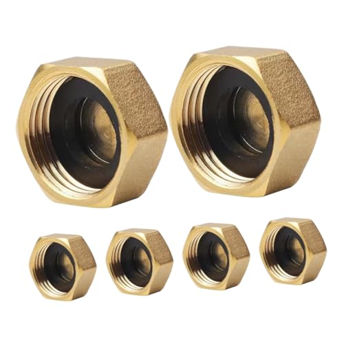 NULYLU 6piezas Tapa Grifo Exterior Jardín Tubería Compresión Tuerca Eslabón Giratorio Surtido Reparación Plomería Tapón Hembra Incluye Arandelas