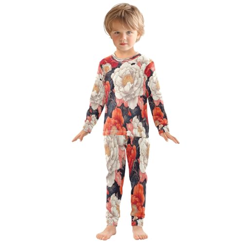 Pajama Sets Long Sleeve Beautiful Flowers Soft Comfy Sleepwear 2 Piece PJS 3-8T2