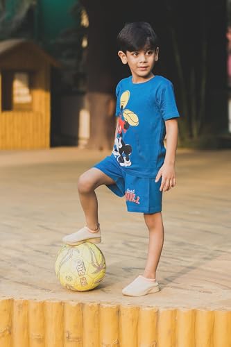 Image of Nap Chief Kids Cotton Mickey & Friends Printed Co ord Sets for Boys & Girls, T Shirt and Shorts for Casual Wear