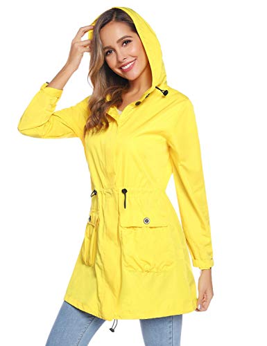 Akalnny Mujer Chaqueta Impermeables con Capucha Cuello Alto Chubasqueros Ultraligera de Manga...