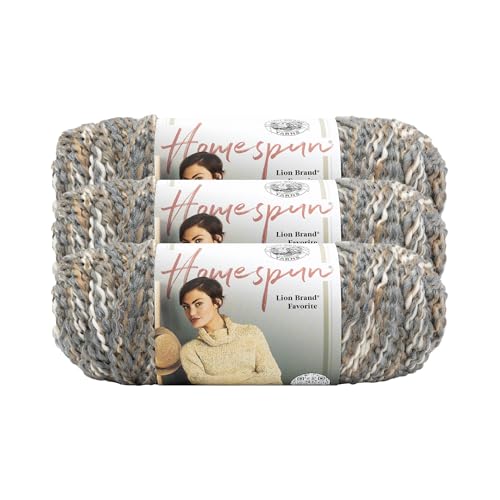 Image of Lion Brand Yarn Homespun Yarn, Soft Bulky Yarn for Knitting, Crocheting, and Crafting, 3 Pack, Shaker