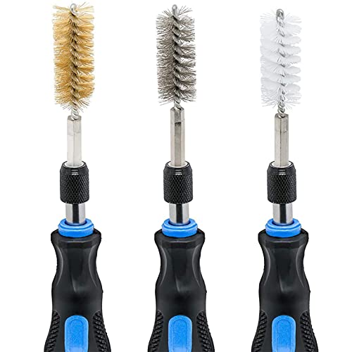 Image of 6 Pieces Stainless Steel Bore Brush Set in Different Sizes, Twisted Wire Cleaning Brush with 1 /4 Inch Hex Shank for Power Drill Impact Driver (8, 10, 12, 15, 17, and 19mm)