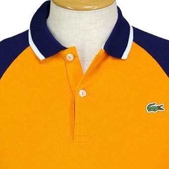 Amazon.co.jp: Lacoste Live Raglan Sleeve Polo Shirt, Orange x Navy
