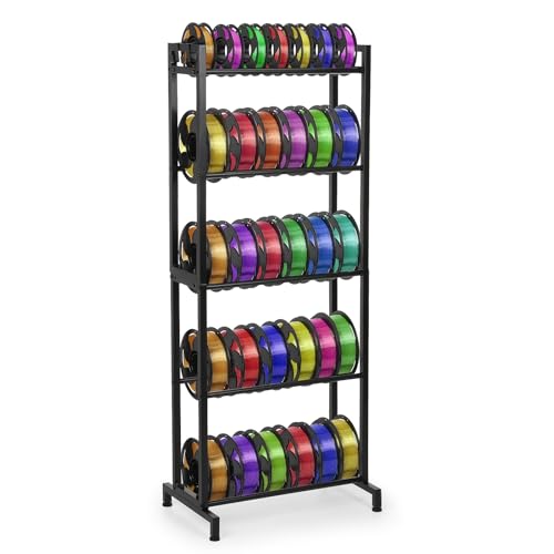 IRONWALLS 3D Printer Filament Storage Rack, 5-Tier Filament Spool Holders Racks, Heavy Duty Metal 3D Printing Filament S
