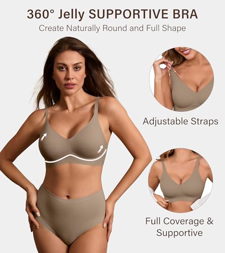 Image of DEANGELMON Seamless Bras for Women No Underwire Comfortable Push Up Bra V Neck Wireless Bralette Full Coverage Wire Free
