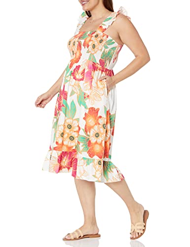 Image of The Drop Womens Kimi Ruffled Shoulder Smocked Midi Dress