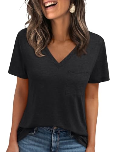 AUTOMET T Shirts for Women Short Sleeve Shirts V Neck Plus Size Summer Tops Casual Beach Vacation Outfits Clothes 2025