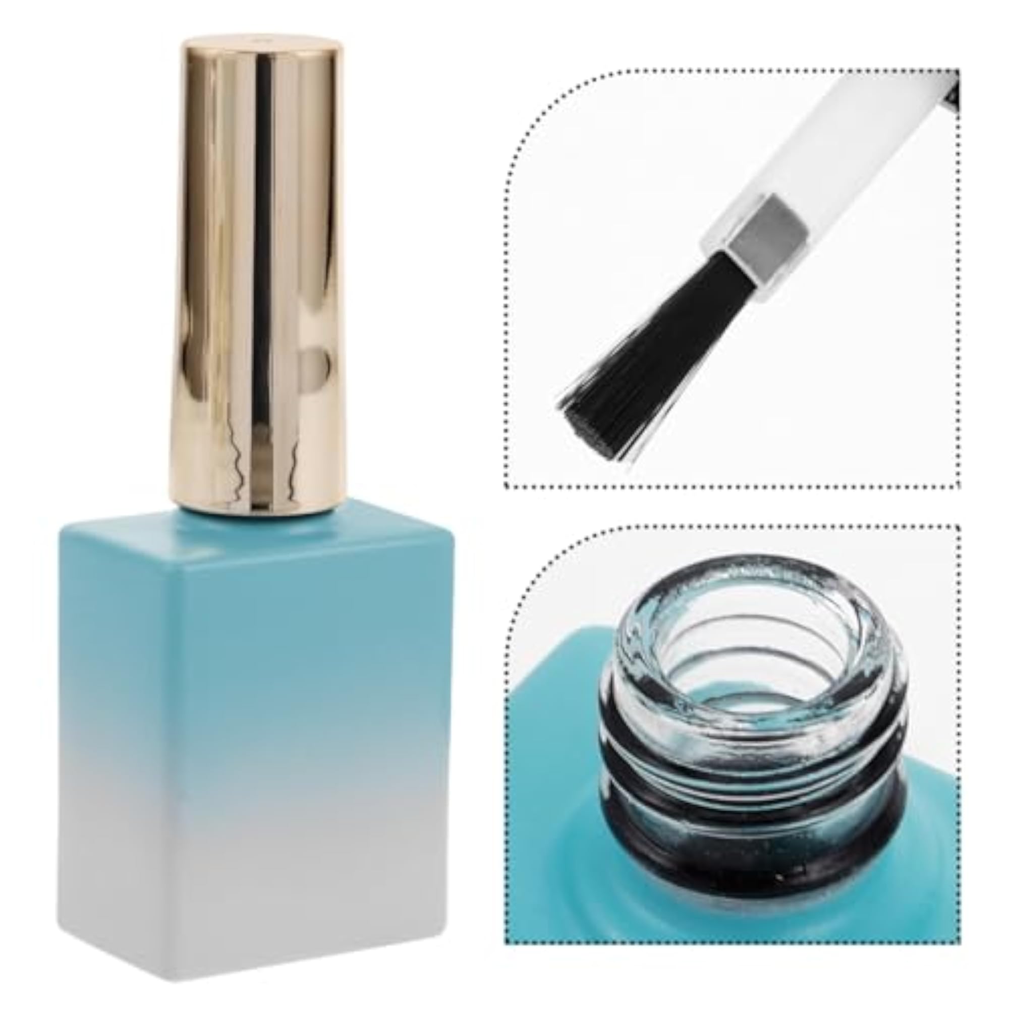8Pcs Glass Nail Polish Bottles with Brush Caps, Refillable Containers