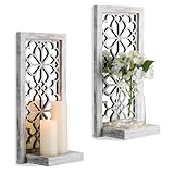 Walasis Wood Small Wall Shelves for Candle - Decorative Floating Shelf Candle Sconces for Wall Decor Rustic Carved Wall-Munted Shelf Rustic Wooden Shelving for Bathroom Bedroom