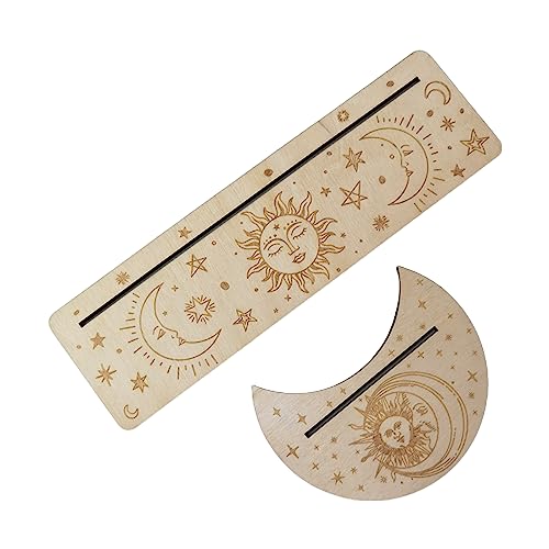 YIZITU Soporte de madera para cartas de tarot, base de fases lunares, soporte para cartas de tarot para entusiastas de adivinación, accesorios de juego