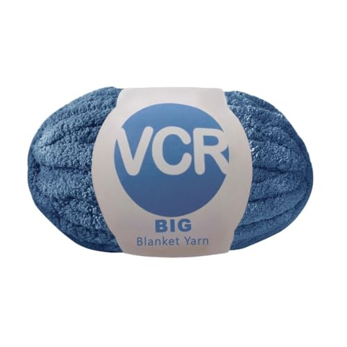 Image of VCR Navy Blue Yarn, 200 Grams Big Chunky Hank, 22 Meters Length, Suitable for Knitting Blankets and Pillows, 100% Polyester Yarn Ball for Crochet DIY, Soft Threads, Pack of 1