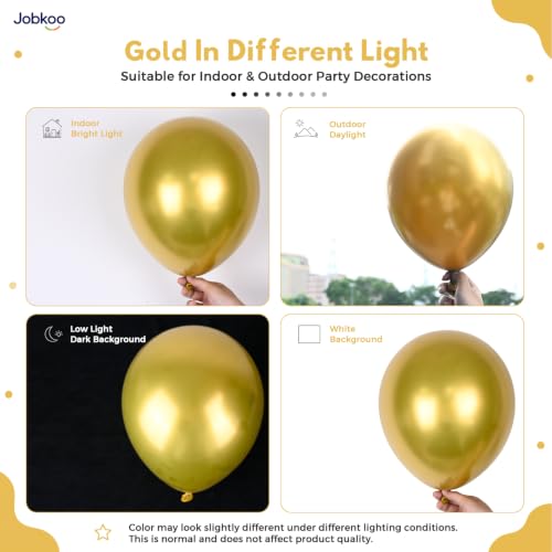Image of Jobkoo Gold Balloons 12 Inch, Metallic Chrome Gold Metallic Latex Balloon