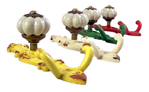 Metal Decorative Wall Hooks With Ceramic Knob Farmhouse Decor, 5 3/4 Inches, Set Of 4 #TOP2