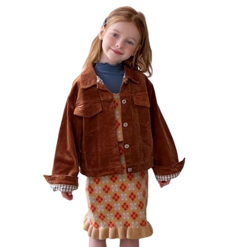 Girl's Fashion Button Down Corduroy Lapel Jackets Teen Girl Retro Soft Outerwear Jackets with Pockets