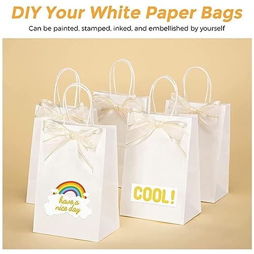 Image of Aakriti Craft Paper Bags, SMALL Gift Bags with Handles, Small Craft Shopping Bags for Boutique, Small Business, Retail Store, Gifts & Merchandise 8 inchx3 inchx10 inch WHITE (10PCS WHAT)