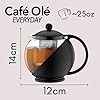 Café Olé Everyday Round Teiera Infusore Cestino Teiera in vetro Foglie sciolte 700 ml/24 oz, Nero, 700 ml / 0,7L #5