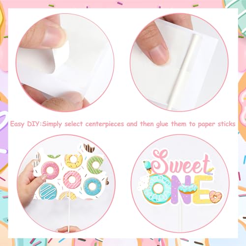 Fête Sweet One réussie avec 24 pics de table donut pour éviter une décoration banale