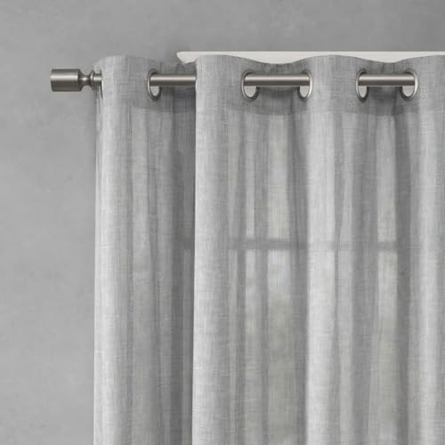 Image of 7 Feet Door Curtains Set of 2 - Semi Transparent Sheer Curtains for Living Room & Bedroom | Polyester Eyelet Curtain Panels | Modern Door & Window Curtain (Grey)