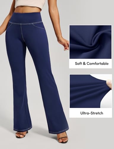Image of Yoga Pants Women High Waist Workout Bootcut Flare Leggings with Pockets
