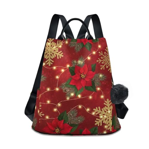 Sac à dos femme de qualité aux imprimés floraux rouges et flocons dorés