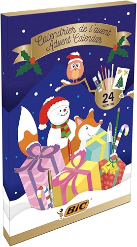 BIC Calendario dell'Avvento, Penne a Sfera, Matite Colorate, Pennarelli, Evidenziatori,