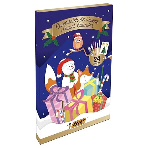 BIC Calendario dell'Avvento 2022, Penne Colorate a Sfera, Matite Colorate Bambini, Pennarelli, Evidenziatori, Set Cancelleria 24 Articoli, Regalo di Natale 2022, Bambini e Adulti