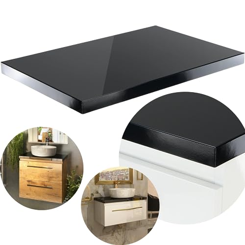 paplinskimoebel Girona Waschtischplatte für Aufsatzbecken Waschbecken, 60 x 40 x 3,6 cm Schwarz Hochglanz, Arbeitsplatte für das Badezimmer, Arbeitsplatte für Aufsatzwaschtische