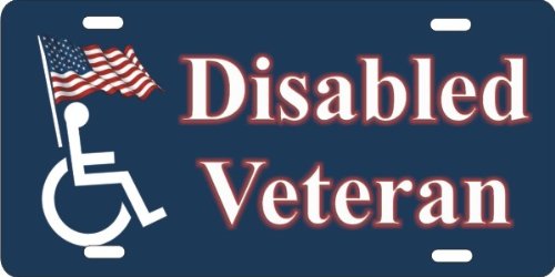 ATD Design LLC. Novelty Front Plate Disabled Veteran auto tag Decorative Vanity Aluminum Sign 12 x 6 inch