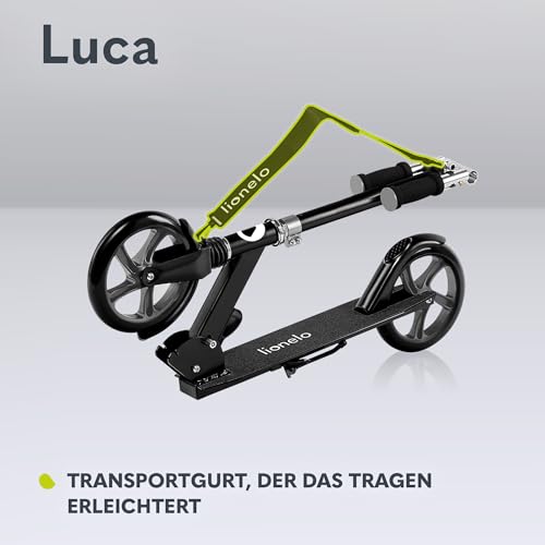LIONELO Luca Cityroller für Kinder, Jugendliche und Erwachsene bis 100 kg, 200 mm PU-Räder, ABEC-7 Kugellager, ShockResist Stoßdämpfung, höhenverstellbar, klappbar, leicht 4,1 kg