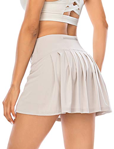 Womens Pleated Tennis Golf Skirts with Pockets Shorts Athletic Running Workout Sports Skorts (Gray, X-Small)