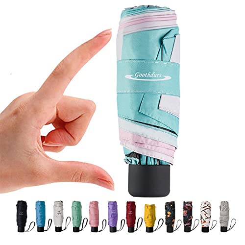 Goothdurs Mini Travel Compact Umbrella –Small Lightweight Folding Sun Umbrella with 95% UV Protection for Men & Women