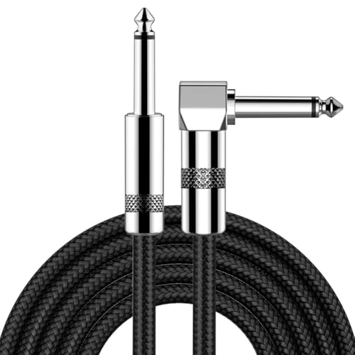 Rinteea Cable de Audio para Micrófono de 6,35 mm, Recto y Curvado, Cable de Extensión para Mezclador de Micrófono Estéreo de 3 Metros