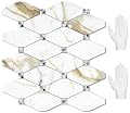 STICKGOO 10 Sheets Peel and Stick Backsplash, Calacatta Golden Stick on Mosaic Tiles for Kitchen Wall Decor, Self Adhesive Long Hexagon PVC Tile Kitchen Backsplash
