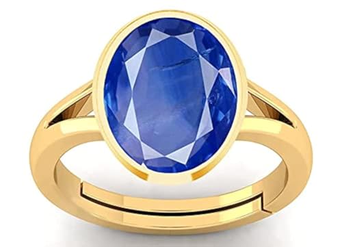 Bague saphir bleu naturel 5,55 cts plaqué or anti-ternissement