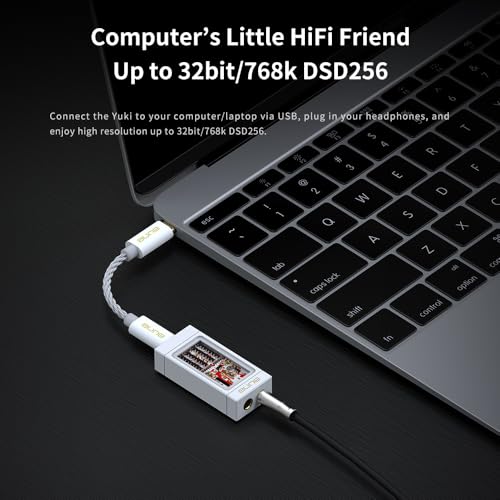 aune YukiポータブルDAC ヘッドホンアンプ付き、完全に分離されたDACとAMPセラミック基板構造、32bit/768k DSD256 USB Cドングル 3.5mm 4.4mm出力 ハイレゾロスレス スマートフォン PC ノートパソコン用