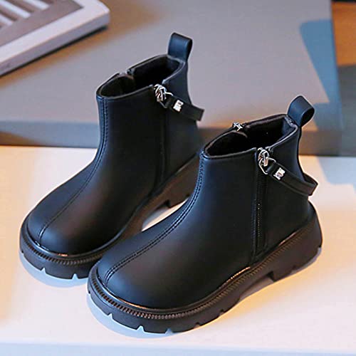 Fashion Autumn and Winter Children Boots for Boys and Girls Flat Soles Thick Soles Non Indoor Soccer Shoes for Girls (Black, 6-7 Years Little Child)2