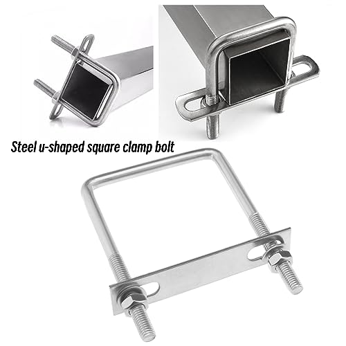 SG Store 4PCS Square U-Bolts M8 Thread 71mm Inner Width 100mm Length 304 Stainless Steel U-Shaped Clamp Bolt with Nuts and Plates for Vehicles Pipelines Buildings - Image 2